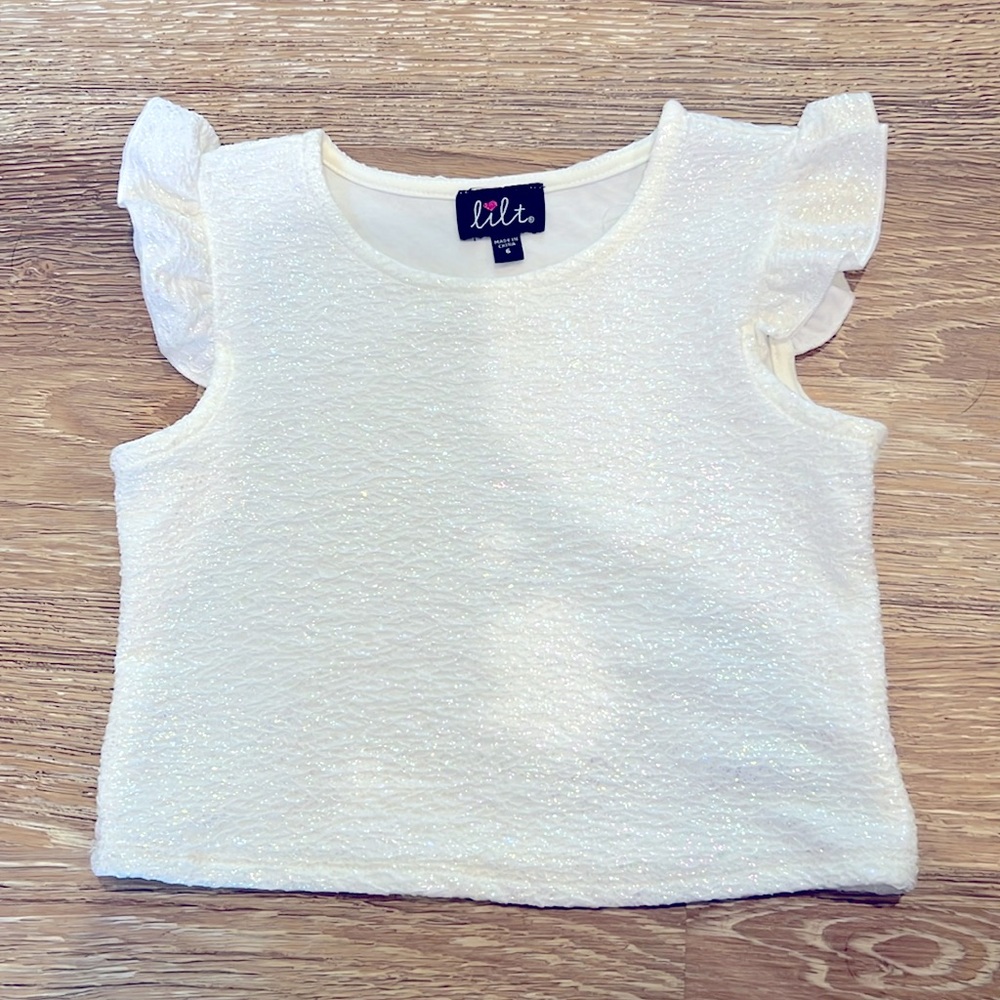 Lilt ivory shimmer ruffle top girls 6 brand new without tags